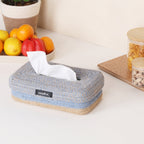 Rectangle Tissue Box - Natural & Blue
