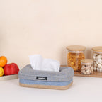 Rectangle Tissue Box - Natural & Blue