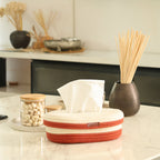 Oval Tissue Box - White & Red
