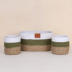 Cotton Organizer - Olive & Natural (3pcs)