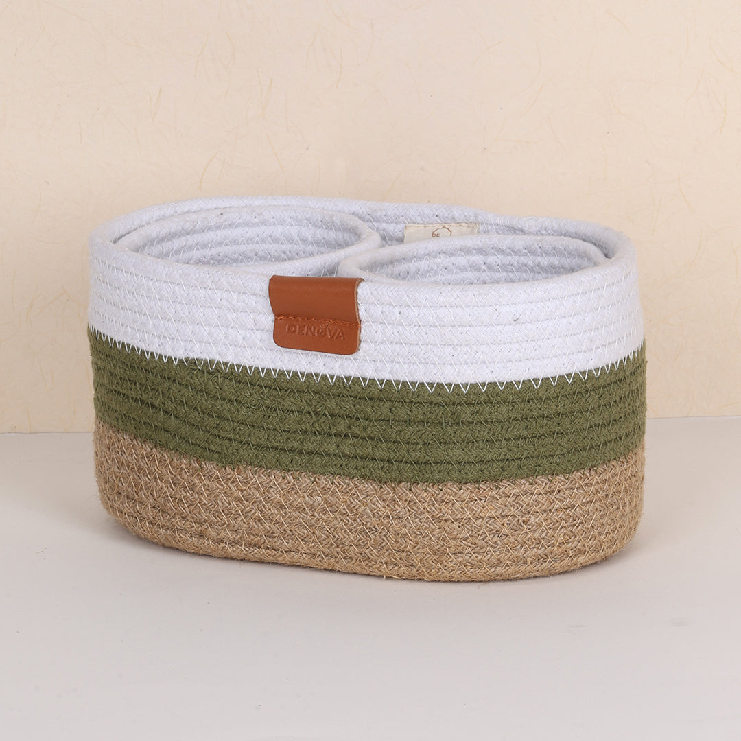 Cotton Organizer - Olive & Natural (3pcs)