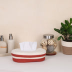 Oval Tissue Box - White & Red
