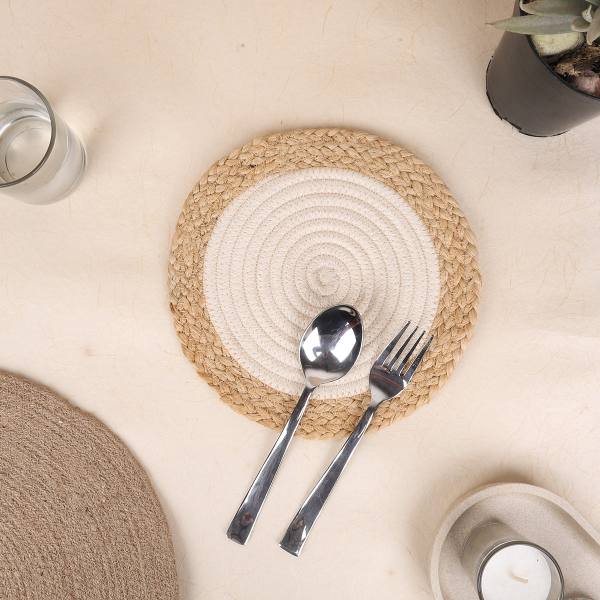 Trivets Cream & Jute Line (3Pcs)