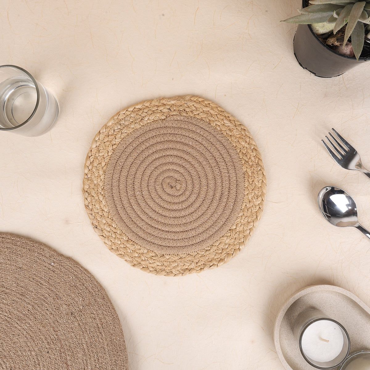 Trivet Beige and Jute Line (3Pcs)