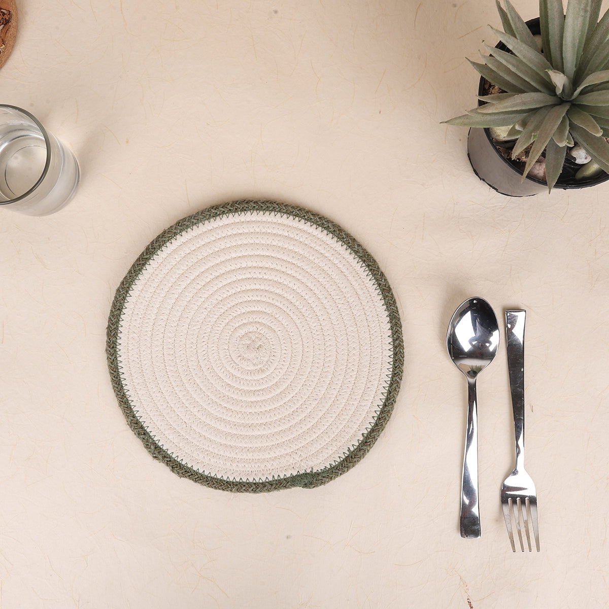 Trivet Cream & Green Line (3Pcs)