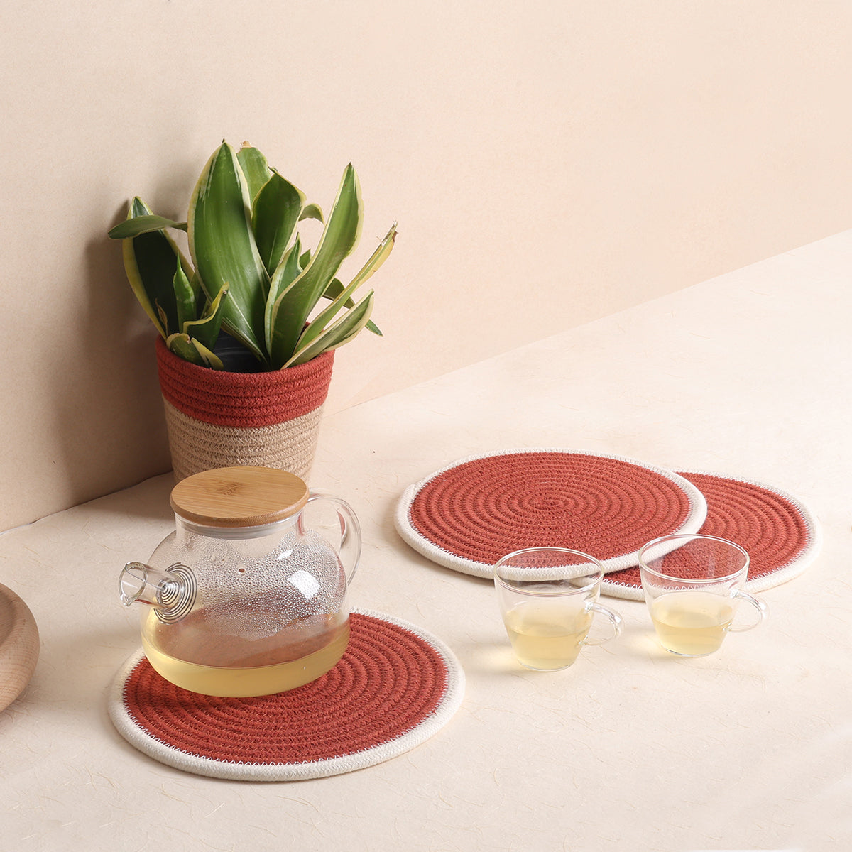Trivet Rust & Cream Line (3Pcs)