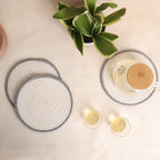 Trivet Cream & Blue Line (3Pcs)