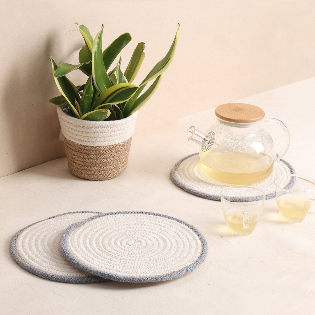Trivet Cream & Blue Line (3Pcs)
