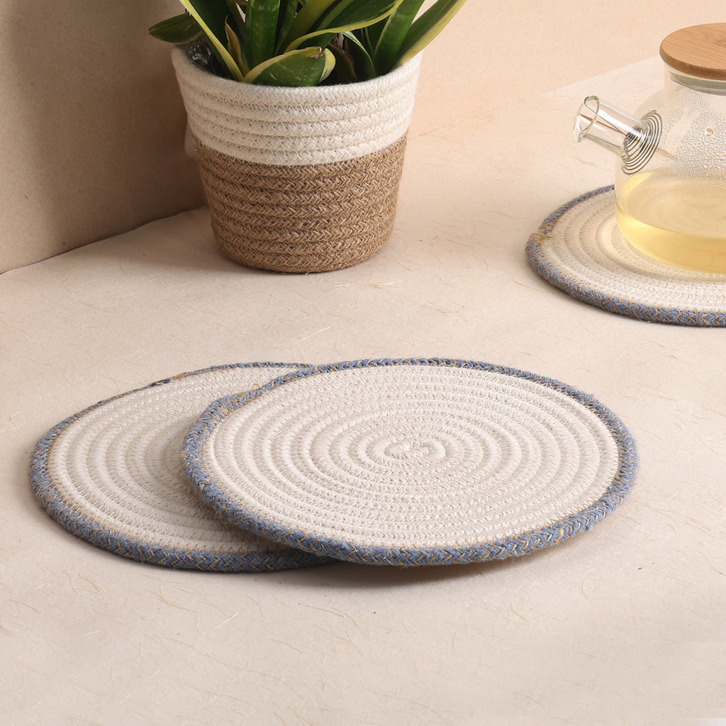 Trivet Cream & Blue Line (3Pcs)
