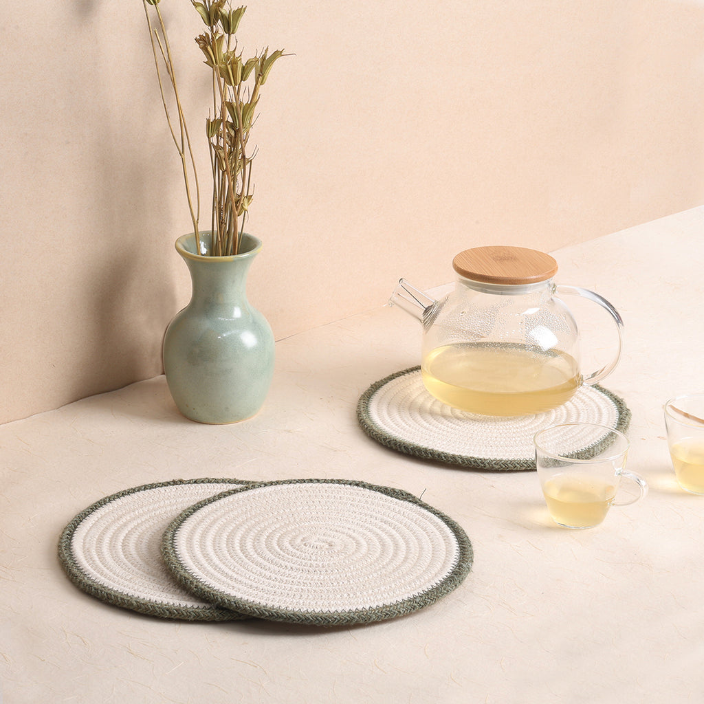 Trivet Cream & Green Line (3Pcs)