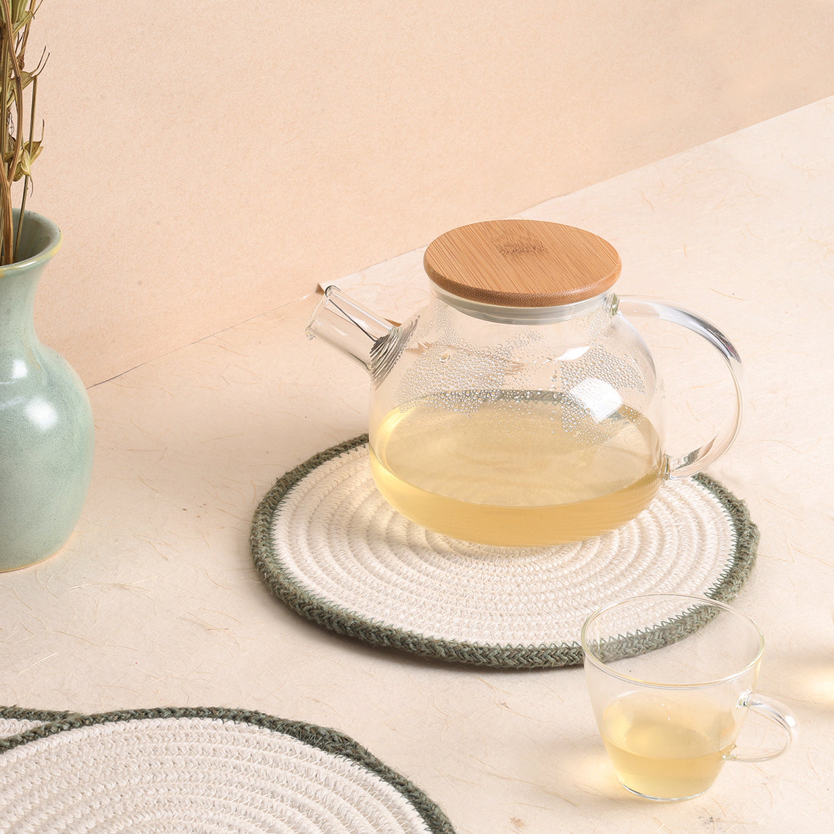 Trivet Cream & Green Line (3Pcs)