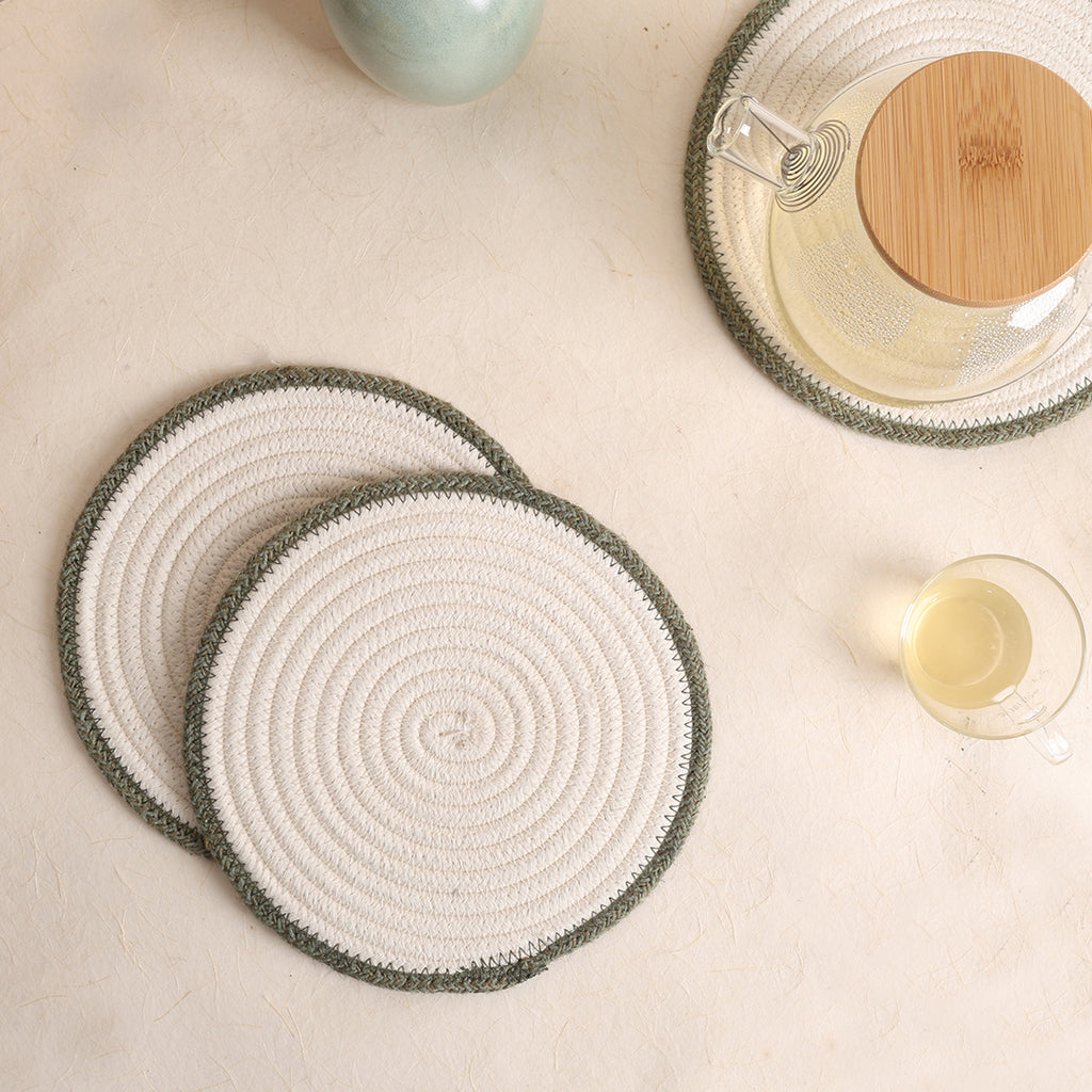 Trivet Cream & Green Line (3Pcs)