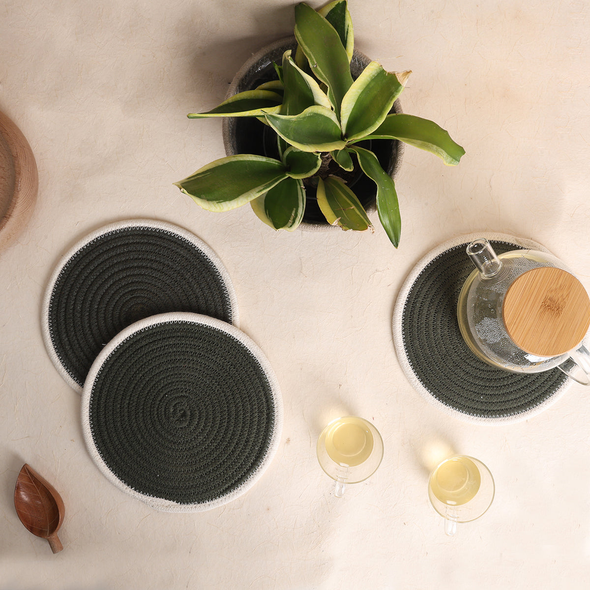Trivet Olive & Cream Line (3Pcs)