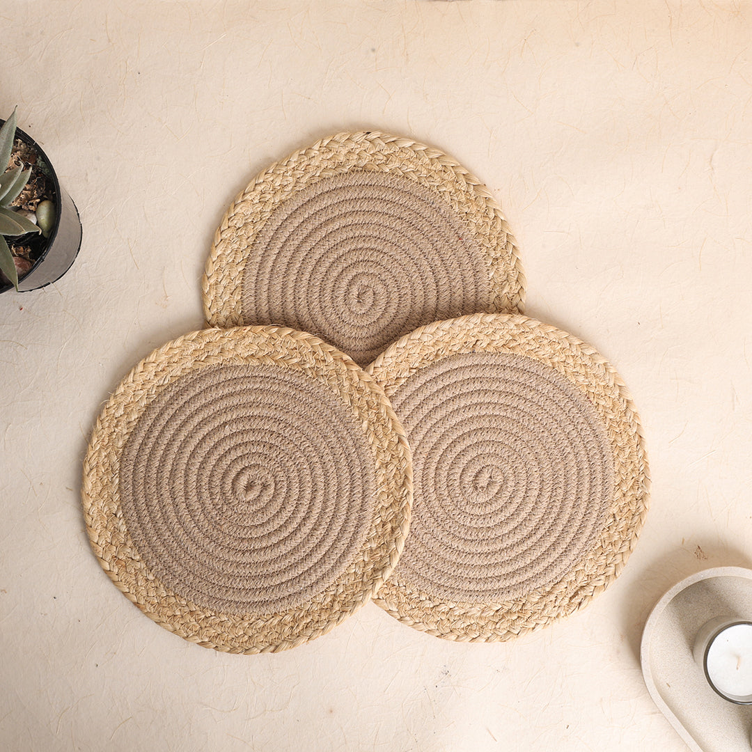 Trivet Beige and Jute Line (3Pcs)
