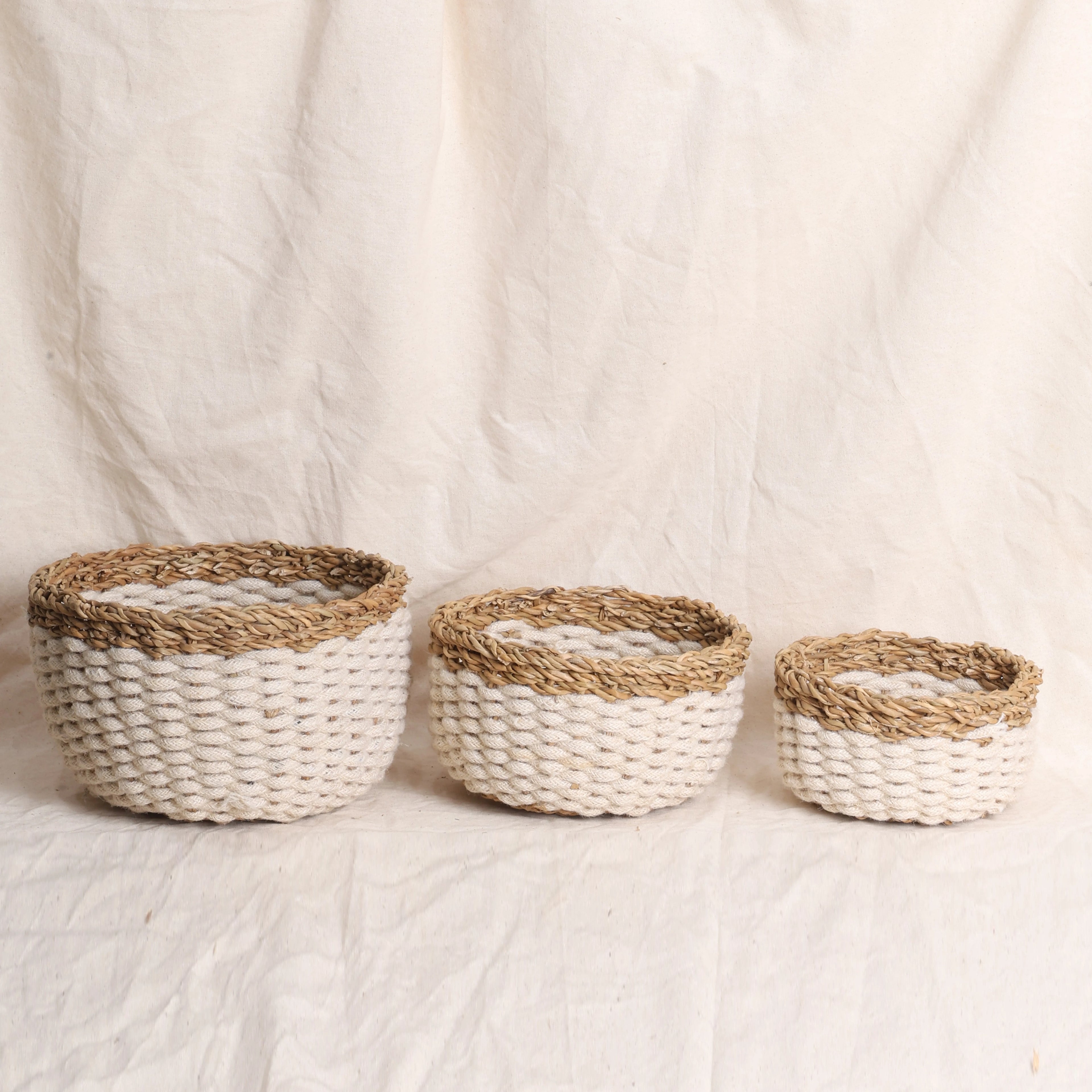 Duo Tone Rope Baskets (3Pcs)