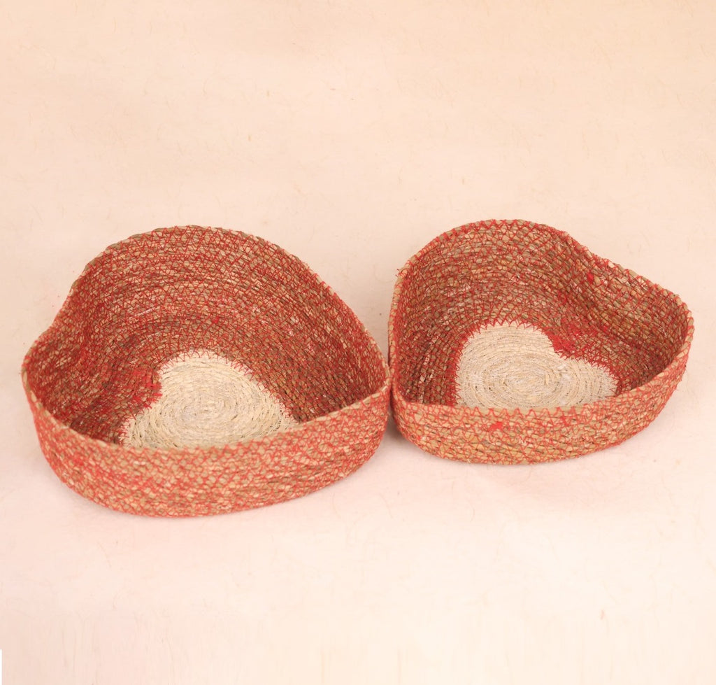 Seagrass Heart Open Basket (Set of 2)