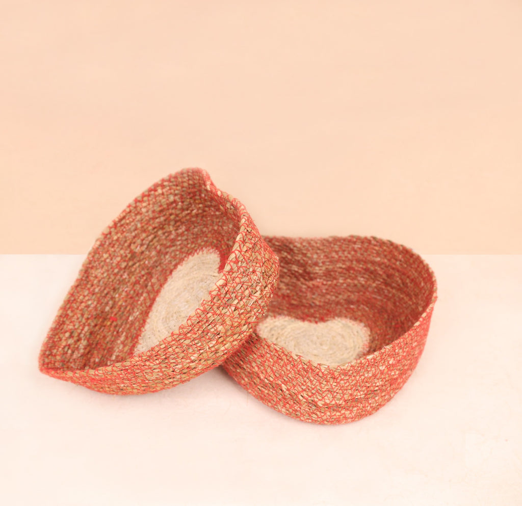 Seagrass Heart Open Basket (Set of 2)